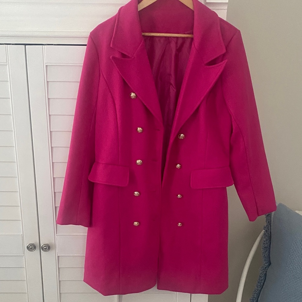 Women's Pink Double-Breasted Coat